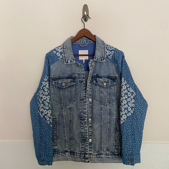 Avec Les Filles Patchwork Denim Jacket size L - Picture 2 of 6